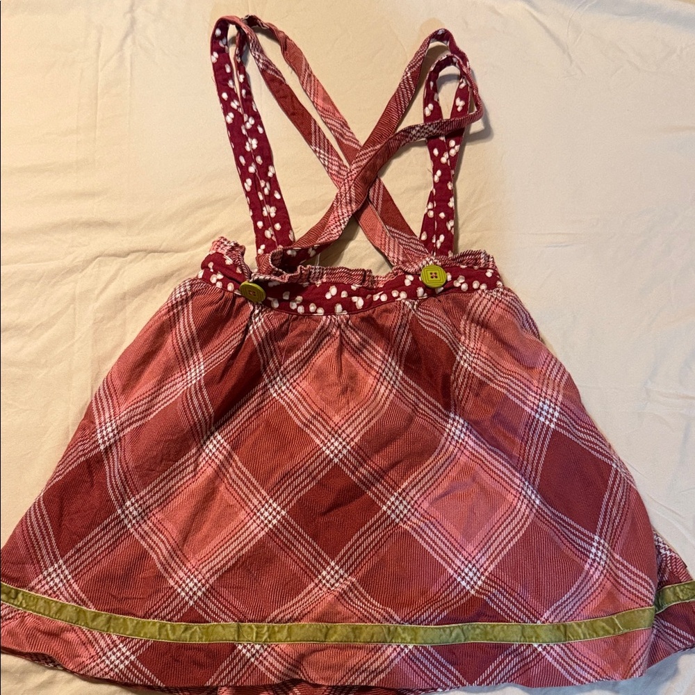 Matilda Jane Red Plaid Skirt with Green Trim